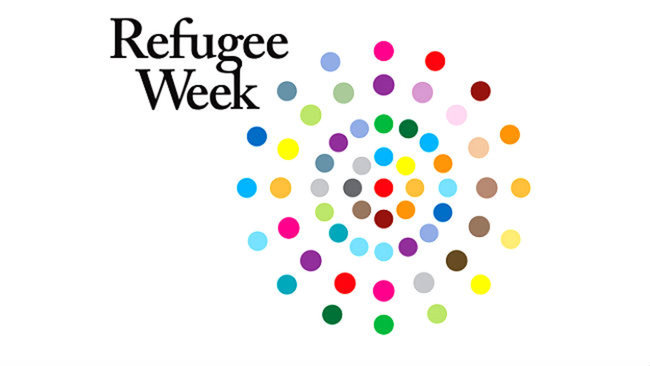 Refugee Week logo: different colour dots in concentric circles