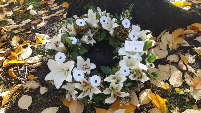 Wreath laid at the Alternative Remembrance Service in Tavistock Square, London.