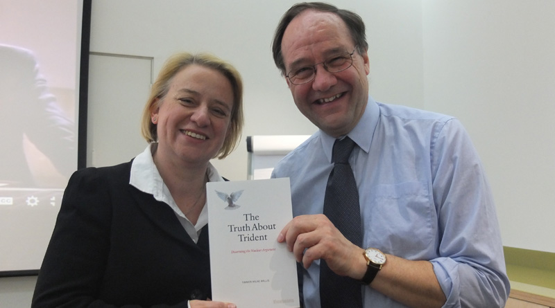Natalie Bennett with author Tim Wallis and his book