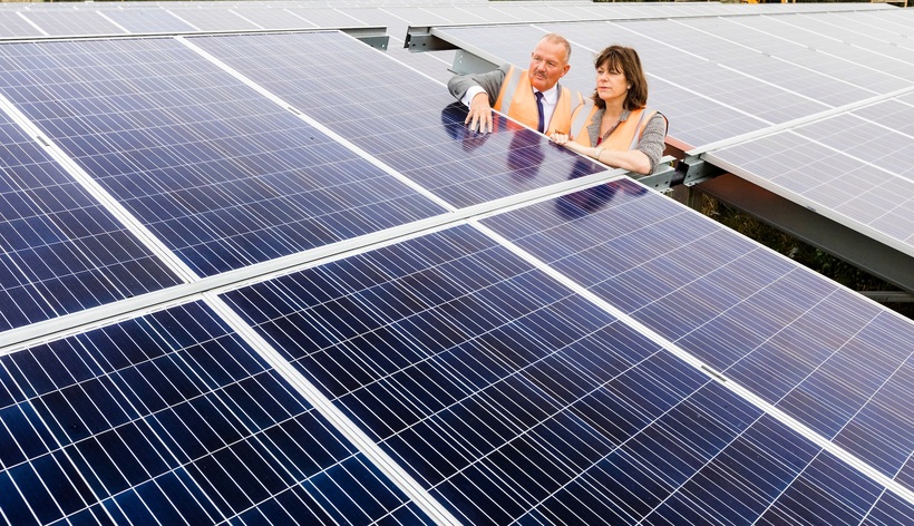 Claire Perry MP, Minister of State for Climate Change and Industry, at the opening of Clayhill, the UK’s first corporate solar farm. Photo: Anesco