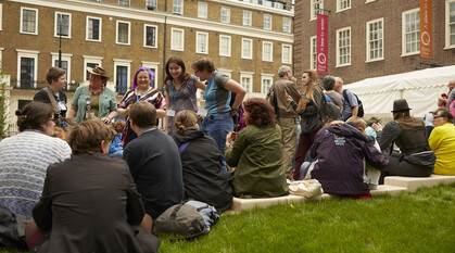 Quakers gathering outside Friends House at Yearly Meeting 2016