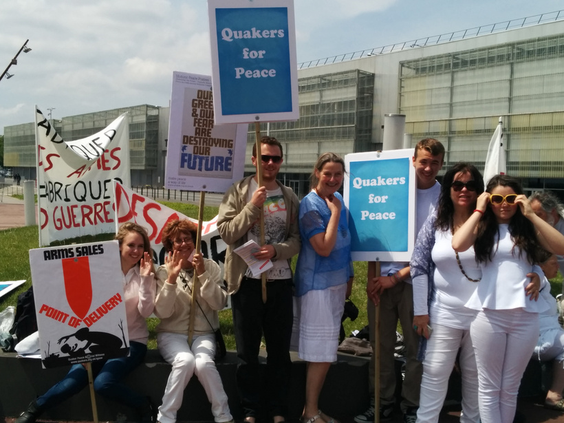Sam Walton (centre left) taking part in a previous Eurostatory demonstration. Photo: QCEA