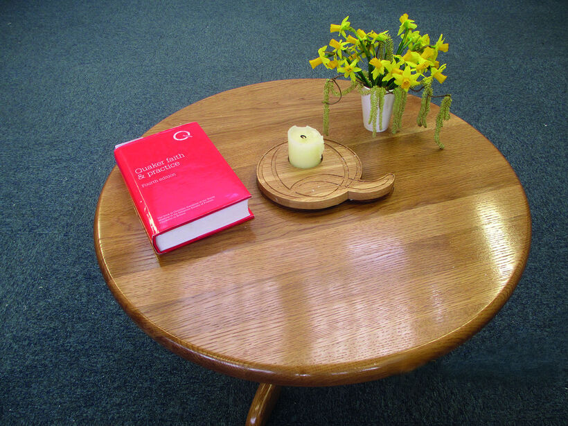 A table made by a Buddhist prisoner for the Quaker-led quiet session at their prison. Image: BYM