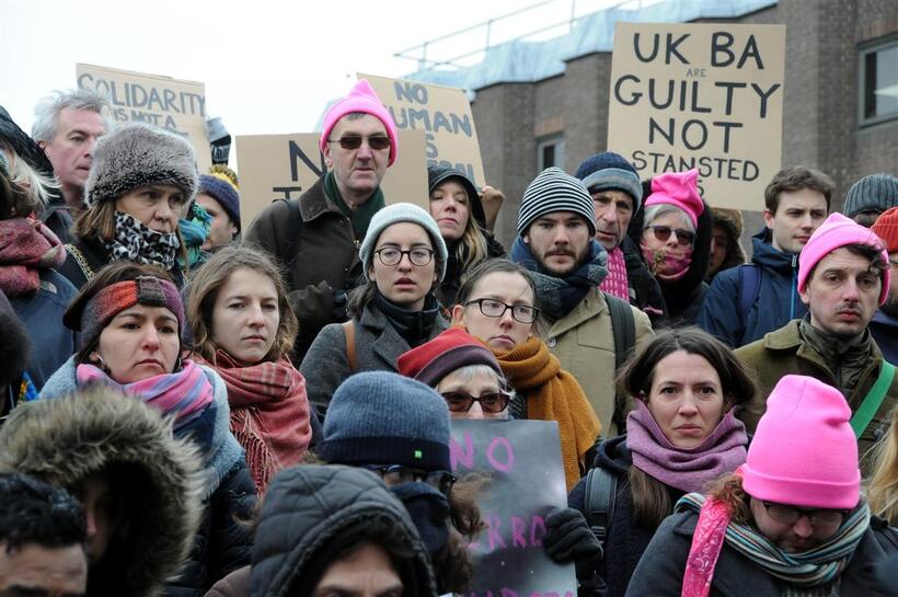 A vigil outside of Chelmsford Crown Court where the Stansted 15 were on trial. Photo: Peter Arkell