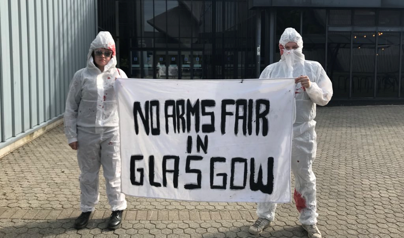 Glasgow City Council agreed not to hold another arms fair after people spoke out against it. Photo: Jay Sutherland/Scotland Against Militarism.