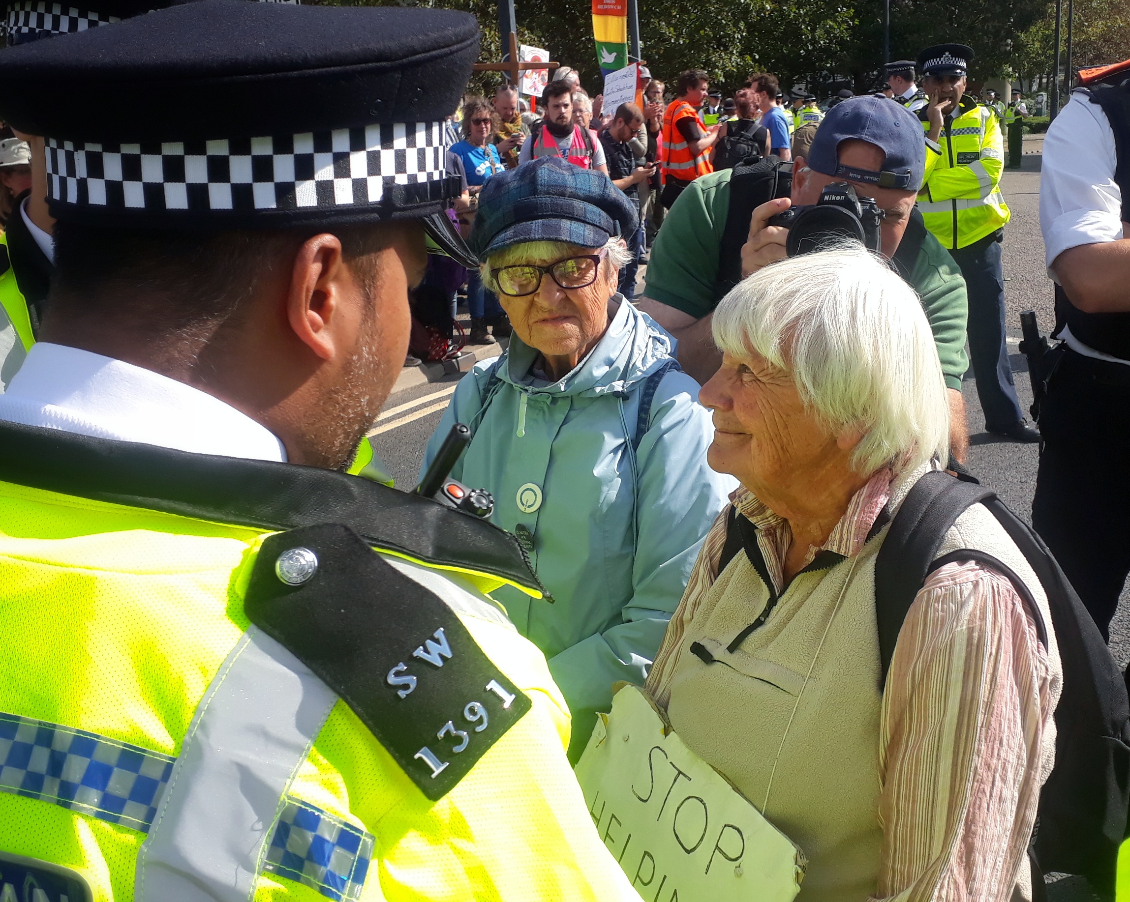 Quakers protest the DSEI arms fair in London