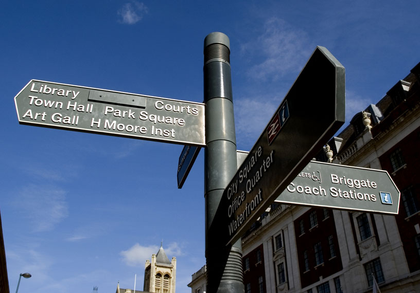 Leeds city centre signpost