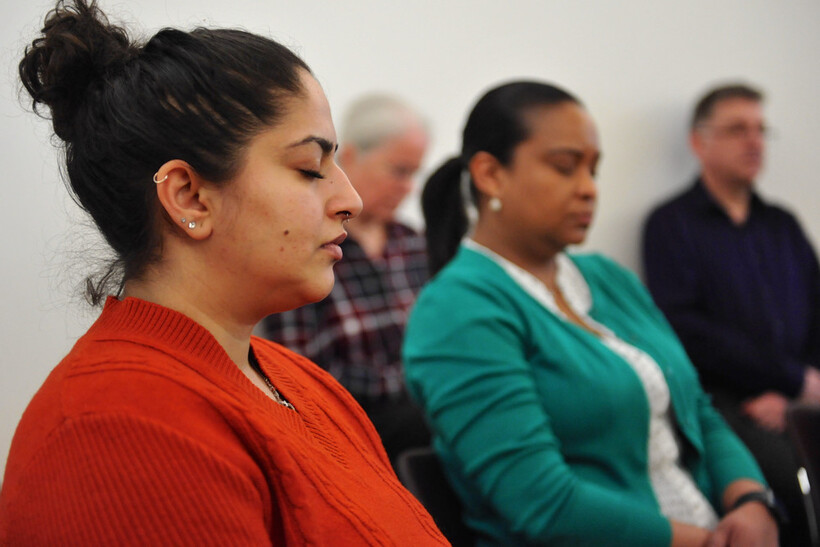 Britain Yearly Meeting staff during Quaker silent worship. Photo: BYM