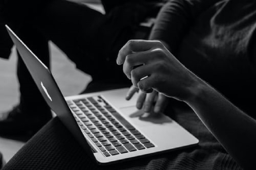 young hands on laptop