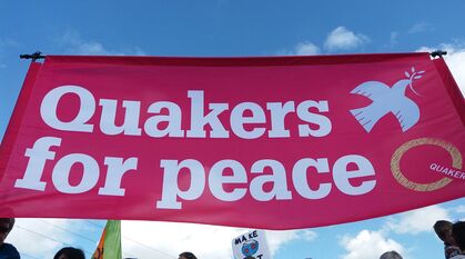 Banner reading Quakers for Peace