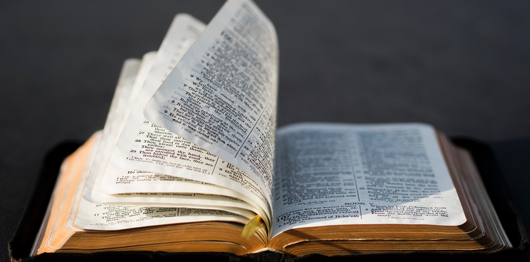 Photo of an old open Bible