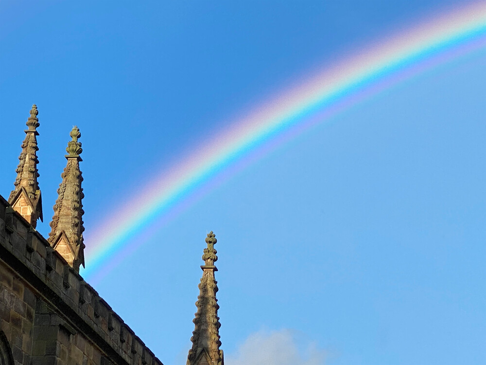 A rainbow across the sky during COP26
