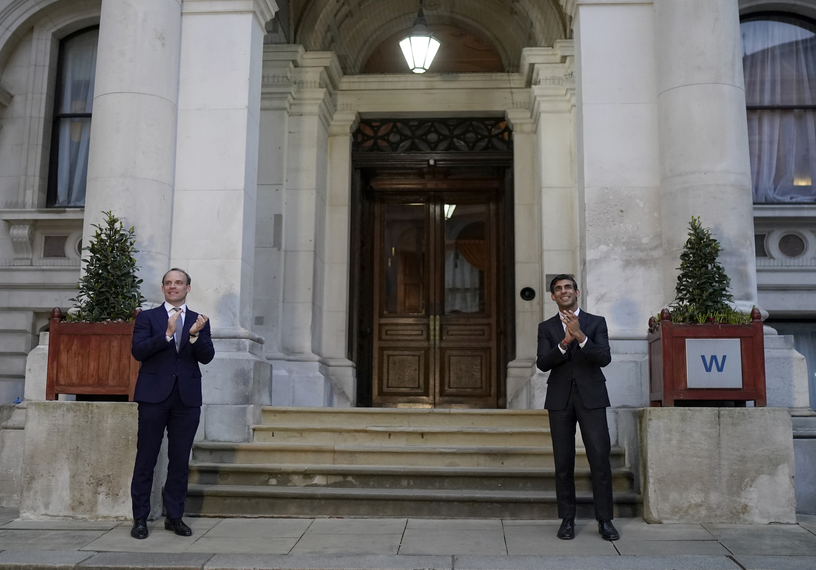 Two men clapping