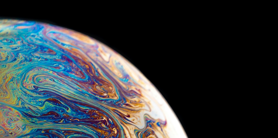 Swirling gas layers over a planet