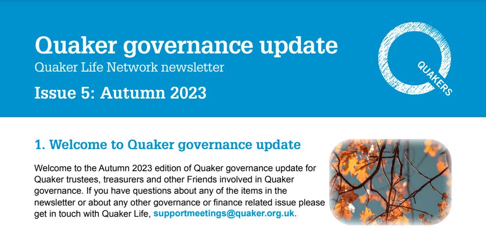 Governance Update header from the pdf version of the newsletter