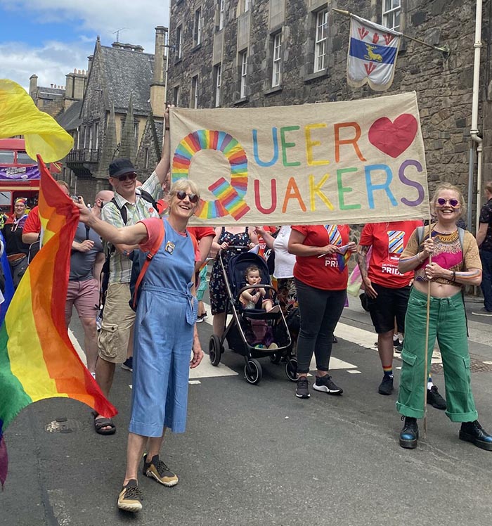 Quakers with 'Queer Quakers' banner