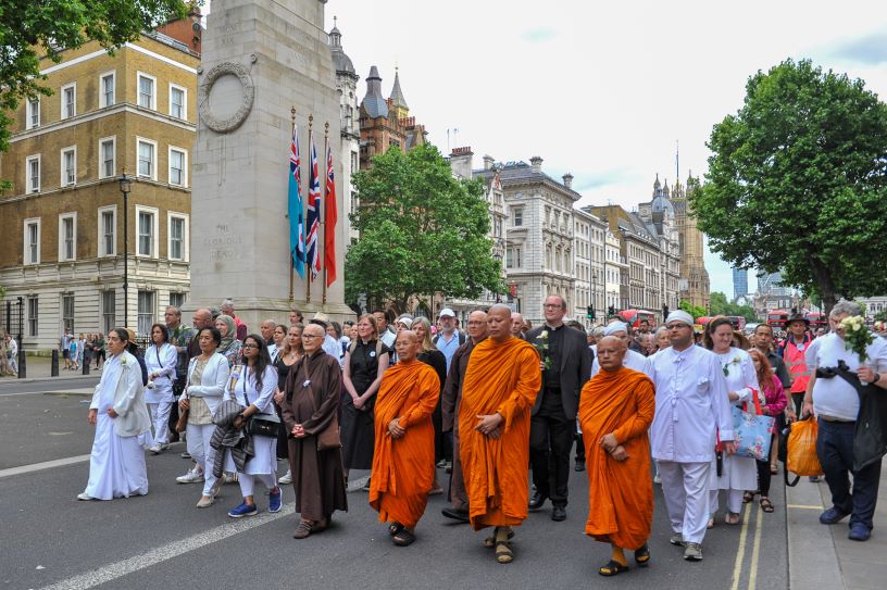 March past Cenotaph, including Buddhist monks