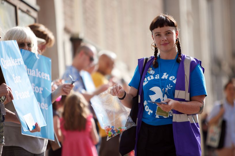 woman in blue tshirt