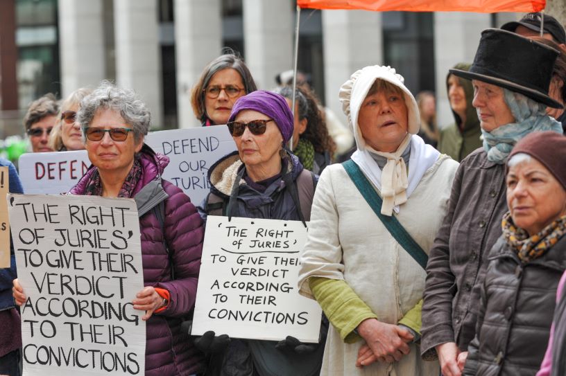 people and placards