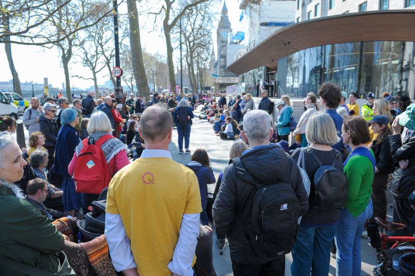 People outside New Scotland Yard