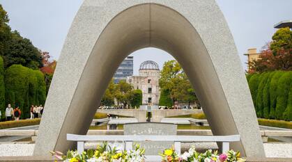 A photo of the Atomic Dome from the Hiroshima Peace Memorial Park